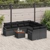 vidaXL Garden Sofa Set with Storage 9 pcs Black Poly Rattan