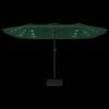 vidaXL Double-Head Garden Parasol with LEDs Green 449x265 cm