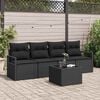 vidaXL Sofa Set with Cushion with Storage 5 pcs Black Poly Rattan