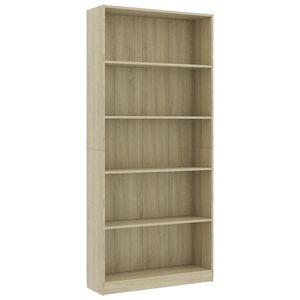 vidaXL 5-Tier Book Cabinet Sonoma Oak 80x24x175 cm Engineered Wood