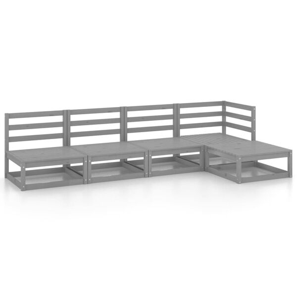 vidaXL 5 Piece Garden Lounge Set Grey Solid Wood Pine