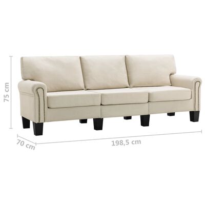 vidaXL 3-Seater Sofa Cream Fabric