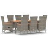 vidaXL 9 Piece Garden Dining Set with Cushions Grey Poly Rattan