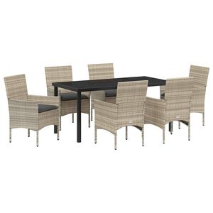 vidaXL Garden Dining Set 7 pcs Light Grey Poly Rattan