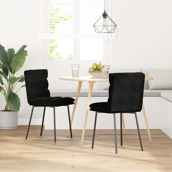 vidaXL Dining Chairs 2 pcs Black Velvet