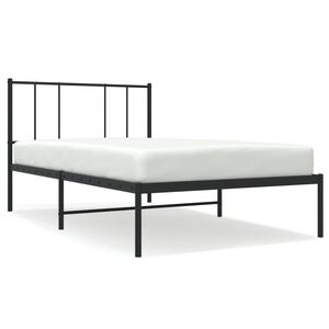 vidaXL Metal Bed Frame without Mattress with Headboard Black 107x203cm