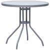 vidaXL Garden Table | Light Grey | Steel, Glass | Small | Durable
