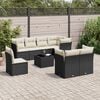 vidaXL 9 Piece Garden Sofa Set with Cushions Black Poly Rattan
