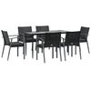 vidaXL 7 Piece Garden Dining Set with Cushions Poly Rattan and Steel