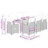 vidaXL 9 Piece Garden Bistro Set with Cushions Grey Poly Rattan
