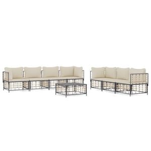 vidaXL 8 Piece Garden Lounge Set with Cushions Anthracite Poly Rattan