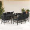 vidaXL 9 Piece Garden Dining Set with Cushions Black Poly Rattan