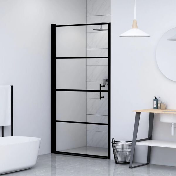 vidaXL Shower Door Tempered Glass 81x195 cm Black