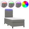 vidaXL Box Spring Bed with Mattress&LED Dark Grey 106x203 cm King Single Size Fabric