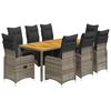 vidaXL 9 Piece Garden Bistro Set with Cushions Grey Poly Rattan