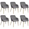 vidaXL Dining Chairs 6 pcs Light Grey Fabric and Solid Oak Wood
