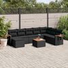 vidaXL 9 Piece Garden Sofa Set with Cushions Black Poly Rattan
