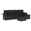vidaXL 6 Piece Garden Sofa Set with Cushions Black Poly Rattan