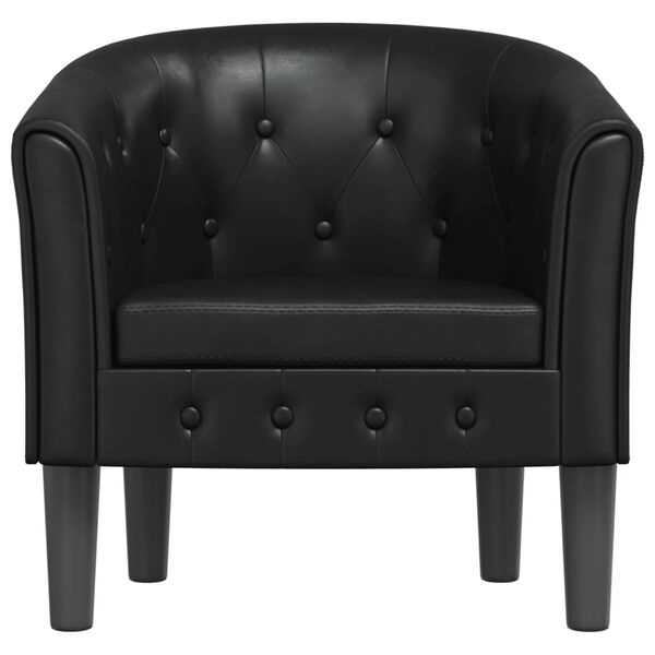 vidaXL Tub Chair Black Faux Leather
