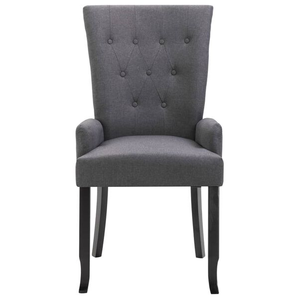 vidaXL Dining Chairs with Armrests 2 pcs Dark Grey Fabric