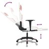 vidaXL Massage Gaming Chair with Footrest White&Pink Faux Leather