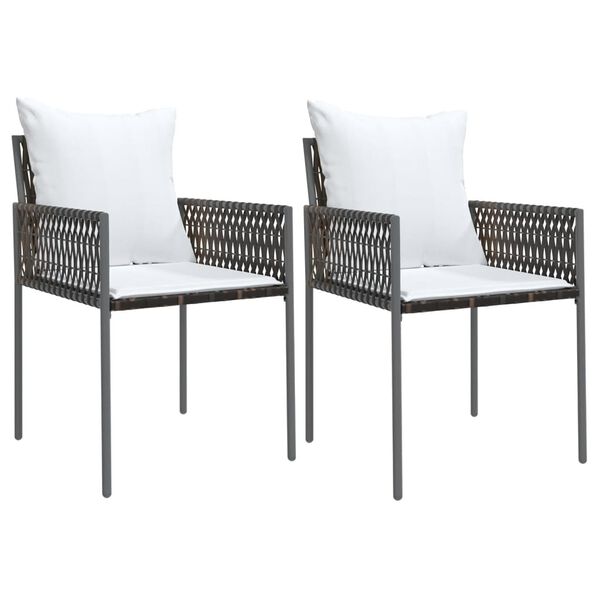 vidaXL 3 Piece Garden Dining Set with Cushions Poly Rattan and Steel