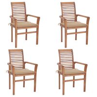 vidaXL Dining Chairs 4 pcs with Beige Cushions Solid Teak Wood