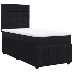 vidaXL Box Spring Bed with Mattress Black King Single Velvet