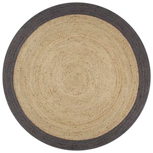 vidaXL Area Rug | Natural and dark grey | Braided jute | 90 cm diameter