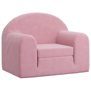 vidaXL Kids' Sofa Bed Pink Soft Plush