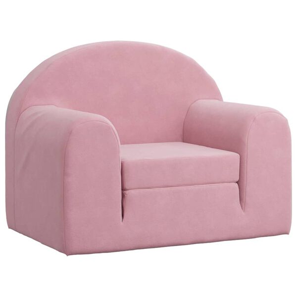 vidaXL Kids' Sofa Bed Pink Soft Plush