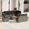 vidaXL 9 Piece Garden Sofa Set with Cushions Grey Poly Rattan