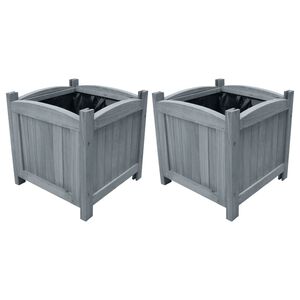 vidaXL Raised Bed | Set of 2 | Grey | Solid firwood with PE lining | Small
