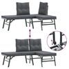 vidaXL 7 Piece Garden Bench Set with Cushions Black Powder-coated Steel