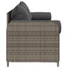 vidaXL Garden Sofa with Cushions 3-Seater Grey Poly Rattan