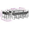 vidaXL 11 Piece Garden Dining Set with Cushions Black Poly Rattan