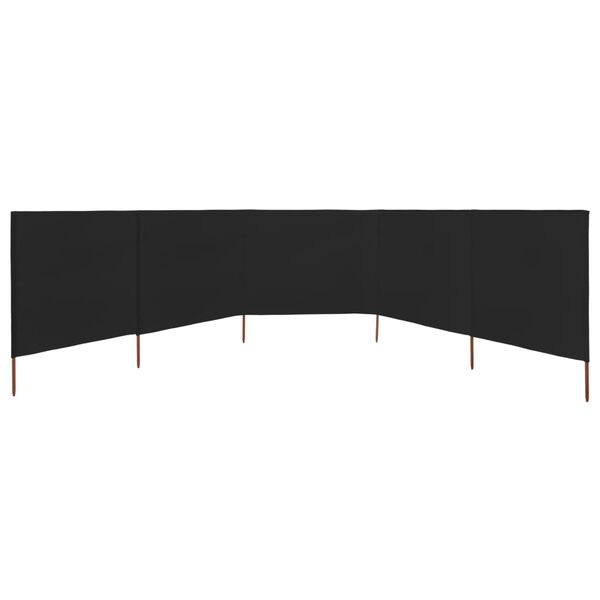 vidaXL 5-panel Wind Screen Fabric 600x120 cm Black