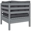 vidaXL 3 Piece Garden Lounge Set with Cushions Grey Solid Pinewood