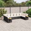 vidaXL 10 Piece Garden Sofa Set with Cushions Black Poly Rattan
