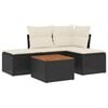 vidaXL 5 Piece Garden Sofa Set with Cushions Black Poly Rattan
