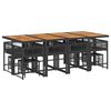 vidaXL 13 Piece Garden Dining Set with Cushions Black Poly Rattan