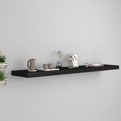 vidaXL Floating Wall Shelf Black 120x23.5x3.8 cm MDF