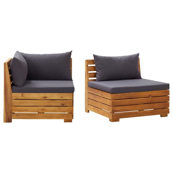 vidaXL 2 Piece Garden Lounge Set with Cushions Solid Acacia Wood