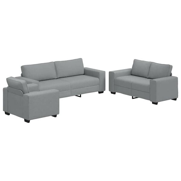 vidaXL 3 Piece Sofa Set with Cushions Light Grey Fabric