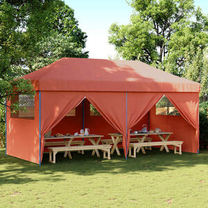 vidaXL Party Tent Terracotta with Blue Frame Oxford Fabric