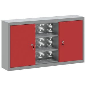 vidaXL Tool Cabinet with Shelf Red and Grey 100 x 20 x 55 cm Steel