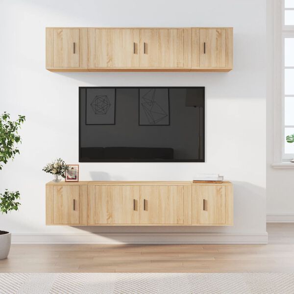 vidaXL 6 Piece TV Cabinet Set Sonoma Oak Engineered Wood