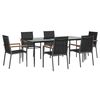 vidaXL 7 Piece Garden Dining Set Black Textilene and Steel
