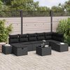 vidaXL Garden Sofa Set with Cushion 8 pcs Black Poly Rattan