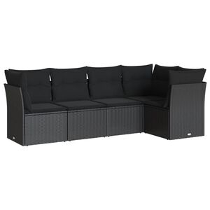 vidaXL 6 Piece Garden Sofa Set with Cushions Black Poly Rattan